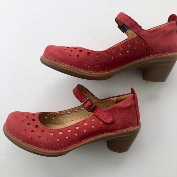 EL NATURALISTA Red Suede Leather Mary Jane Pump Comfortable Shoes Non slip EU 37 - Picture 7 of 16